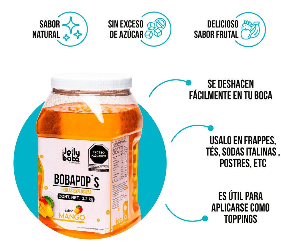 Perlas Explosivas Mango 3.2 Kg Jellyboba Bobapops
